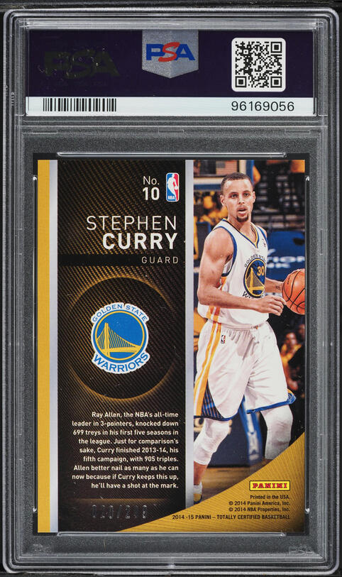 NBAカード　Stephen Curry Rookie PSA 10 2014 Totally Certified Excellence Stephen Curry /299 #10 PSA 10