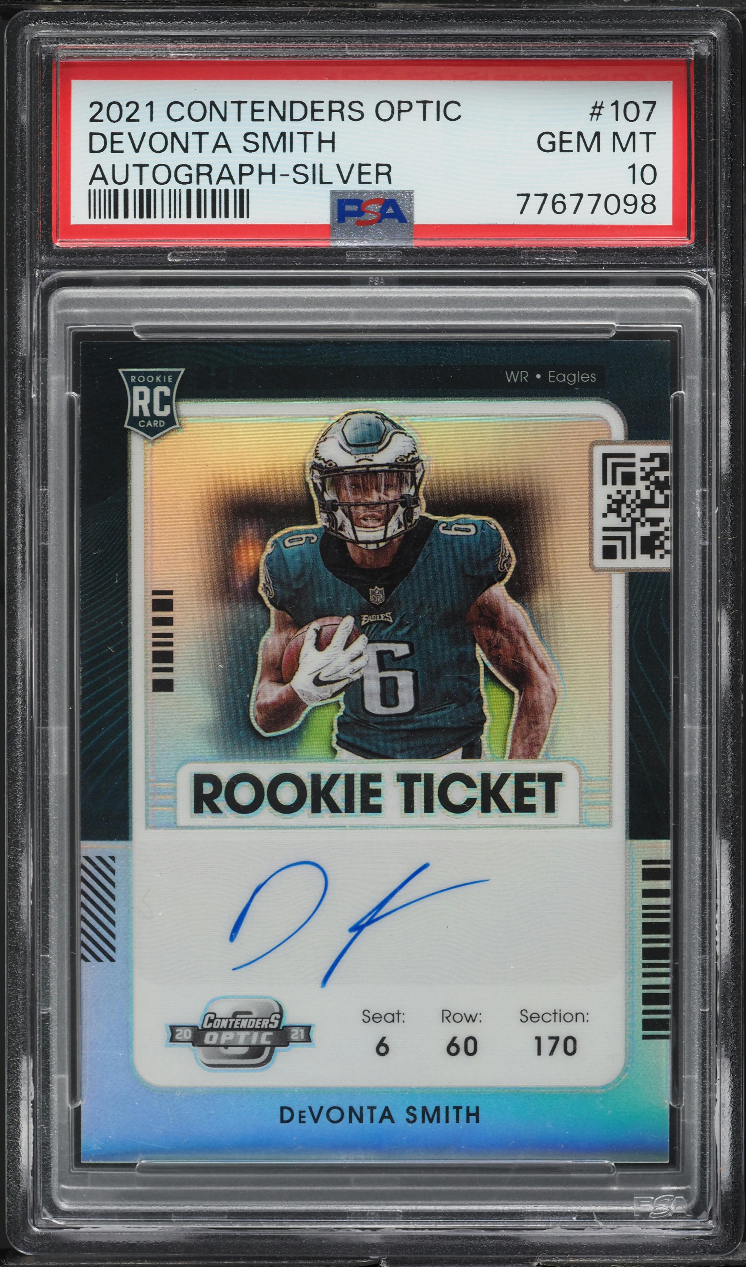 2021 Panini Contenders Optic Silver DeVonta Smith ROOKIE AUTO #107