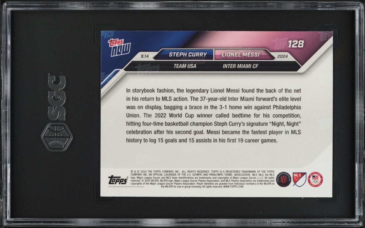 2024 Topps Now Stephen Curry & Lionel Messi #128 SGC 8.5 NM-MT+