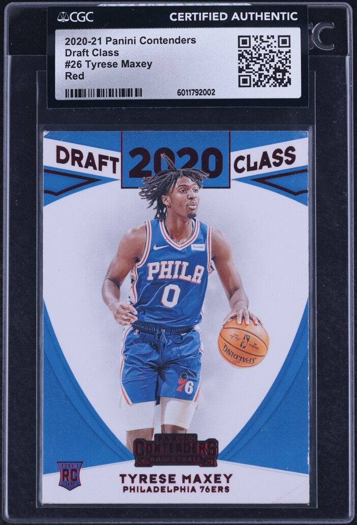 2020 Panini Contenders Draft Class Red Tyrese Maxey ROOKIE #26 CGC AUTH