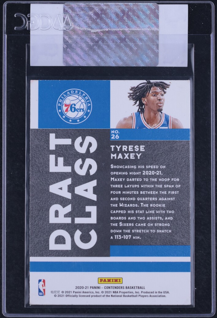 2020 Panini Contenders Draft Class Red Tyrese Maxey ROOKIE #26 CGC AUTH