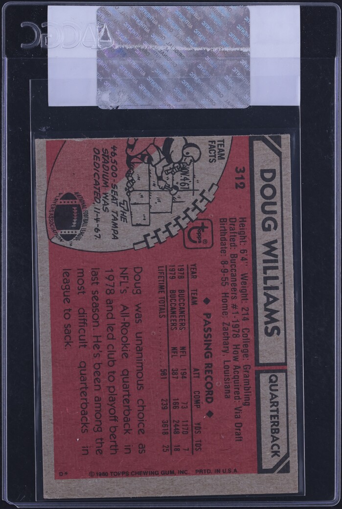 1980 Topps Football Doug Williams #312 CGC AUTH