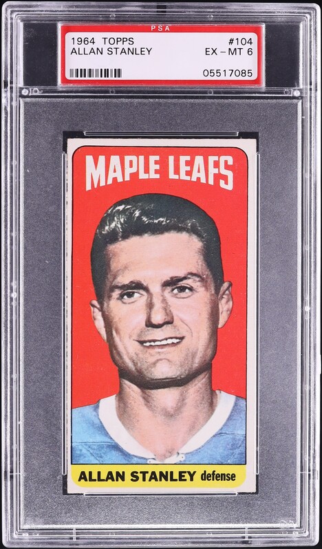 1964 Topps Hockey Allan Stanley #104 PSA 6 EXMT