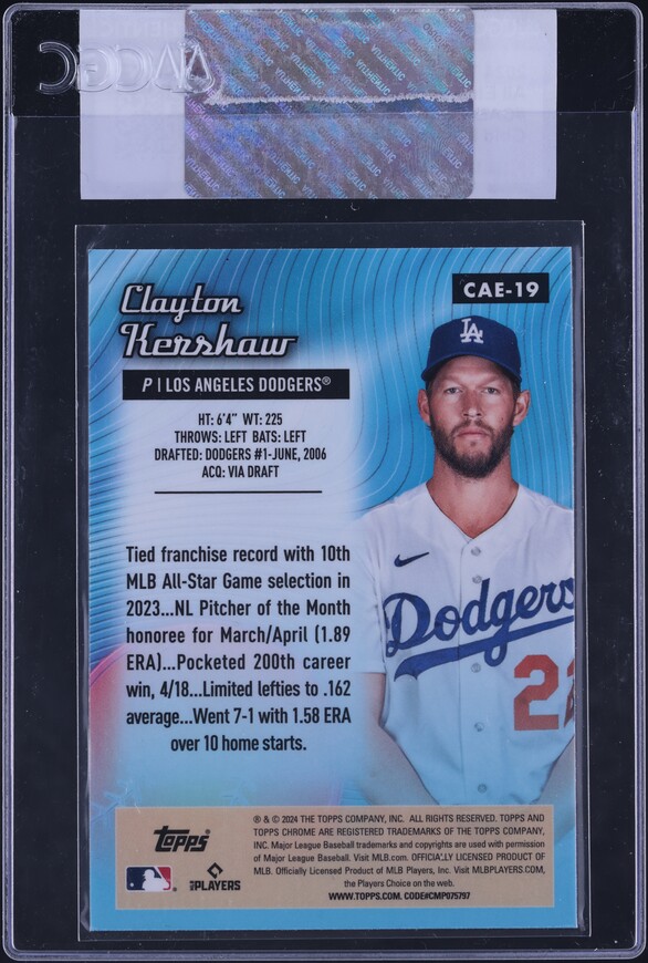 2024 Topps Chrome Gold Refractor Clayton Kershaw /50 CGC AUTH on