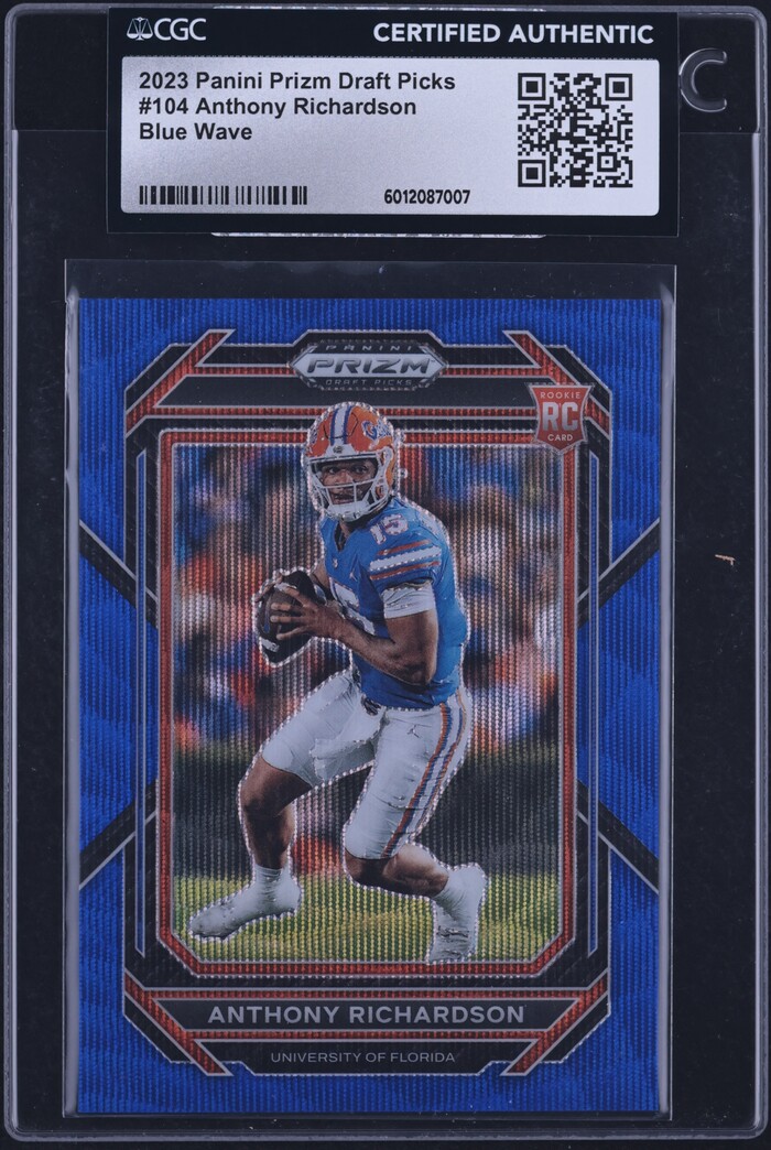2023 Panini Prizm Draft Picks Blue Wave Anthony Richardson RC /249 #104 CGC AUTH