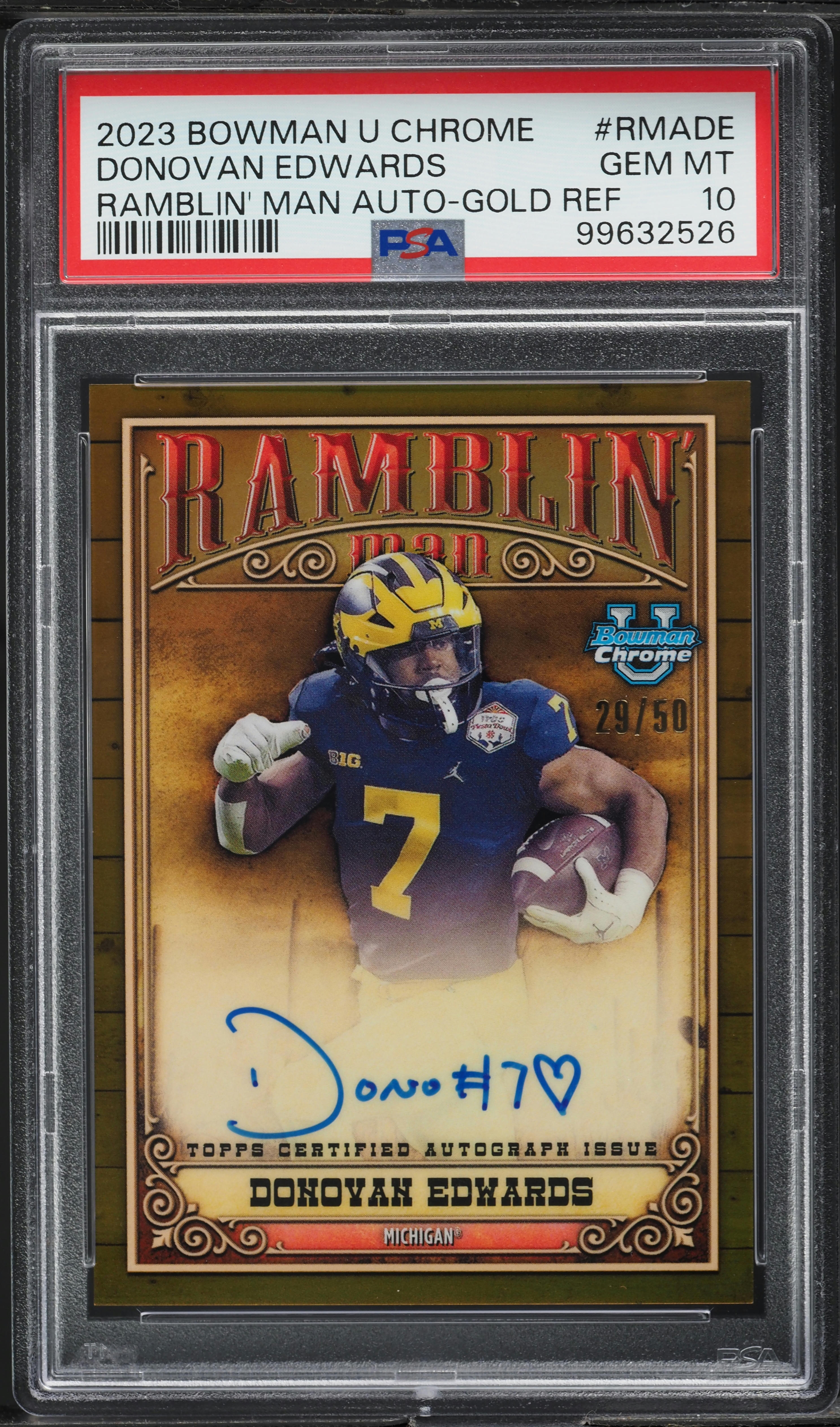 【BENTENSAMA GOD871 】Edwards 2023 Bowman Chrome University Ramblin' Man Gold Donovan Edwards