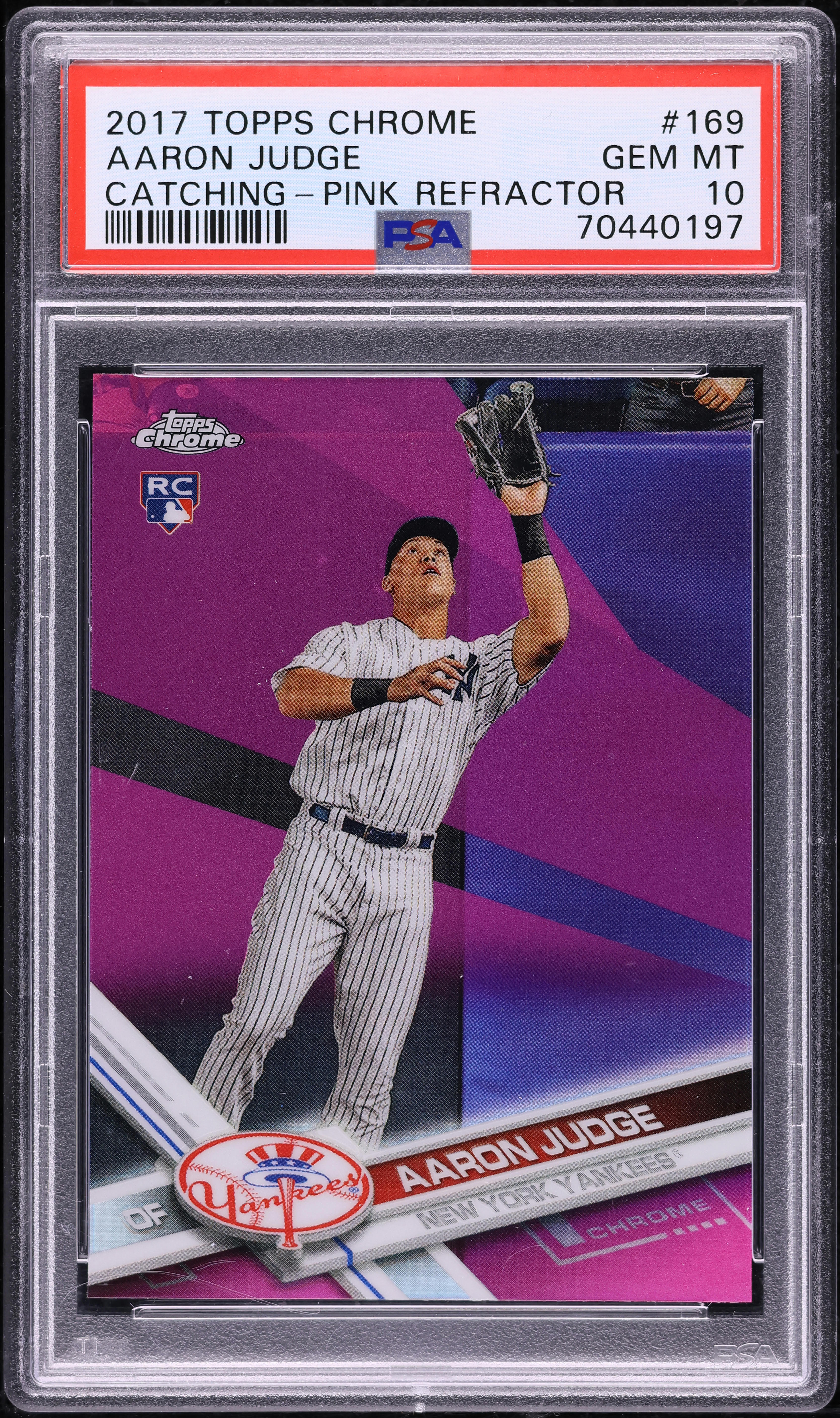 ゲームセンター・ゲームカード 2017 Topps Chrome Aaron Judge RC PSA 2017 Topps Chrome Pink Refractor Aaron Judge ROOKIE #169 PSA 10