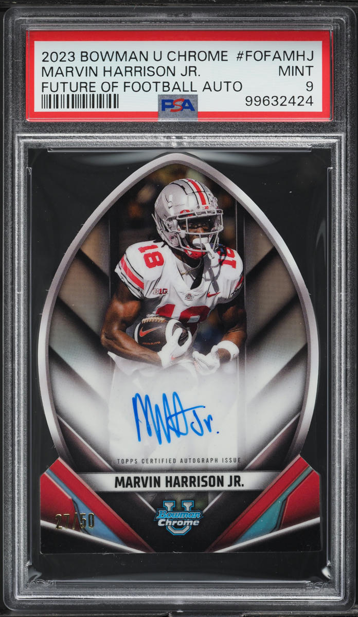 2023 Bowman Chrome U Future Of Football Marvin Harrison Jr. RC AUTO /50 PSA 9