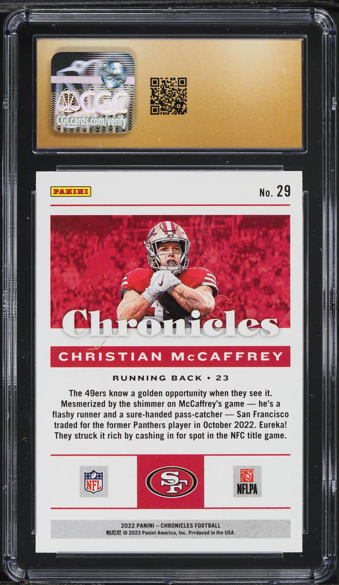 2022 Panini Chronicles Christian McCaffrey #29 CGC 10 PRISTINE