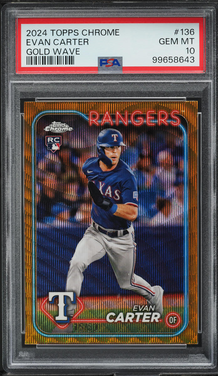 2024 Topps Chrome Gold Wave Evan Carter ROOKIE /50 #136 PSA 10 GEM MINT