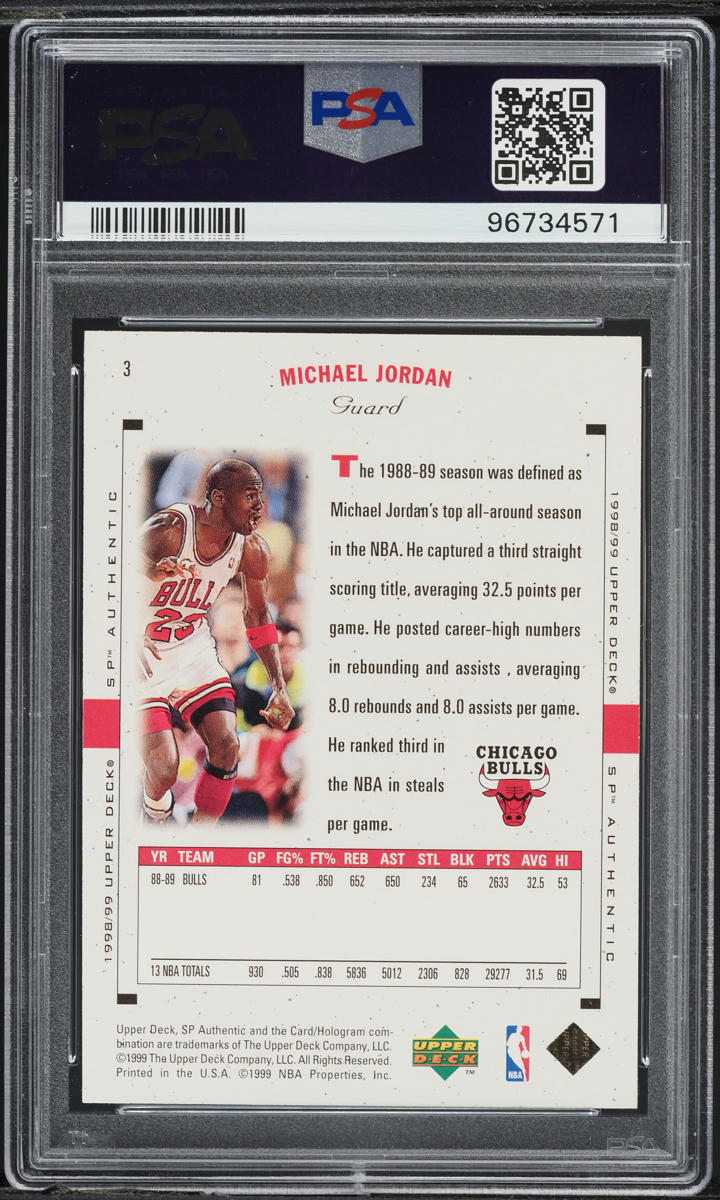 1998 SP Authentic Michael Jordan #3 PSA 9 MINT on Fanatics Collect