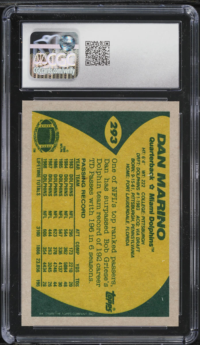 1989 Topps Football Dan Marino #293 CGC 10 GEM MINT
