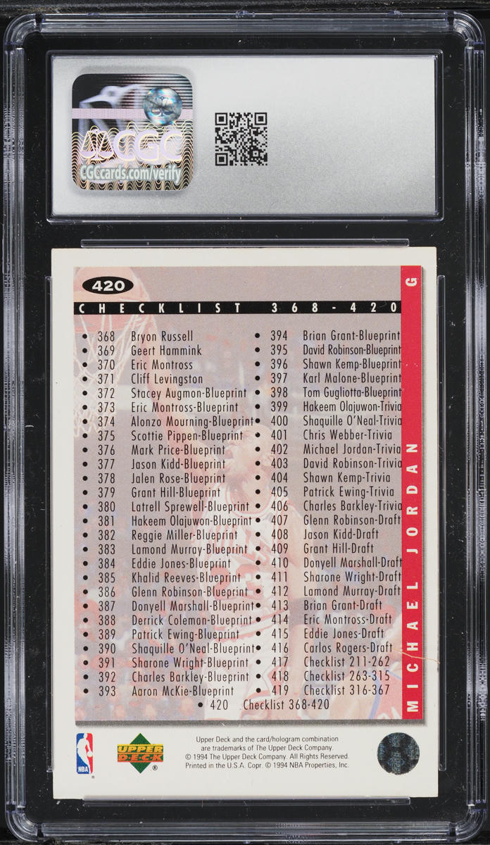 1994-95 Collector's Choice Checklist 368-420 Michael Jordan #420 CGC 7 NRMT