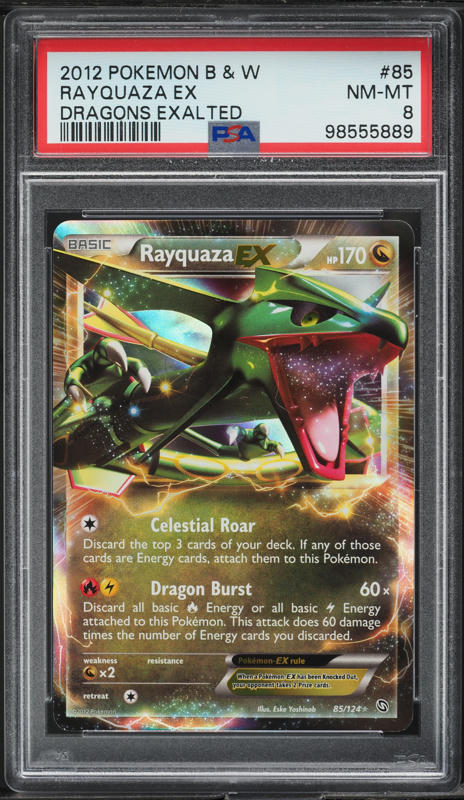2012 Pokemon Black & White Dragons Exalted Rayquaza EX #85 PSA 8 NM-MT