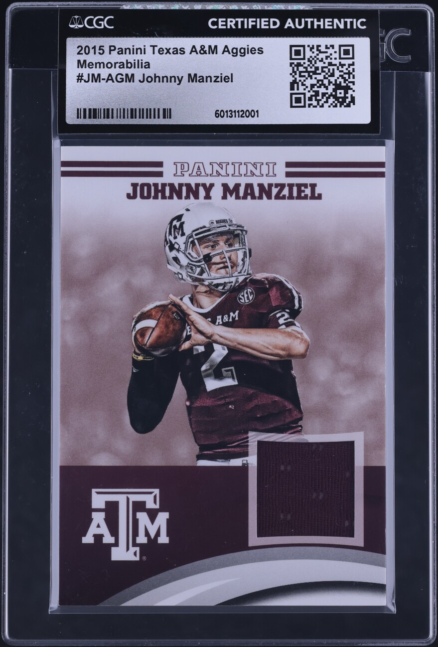 2015 Panini Texas A&M Aggies Johnny Manziel PATCH #JM-AGM CGC AUTH