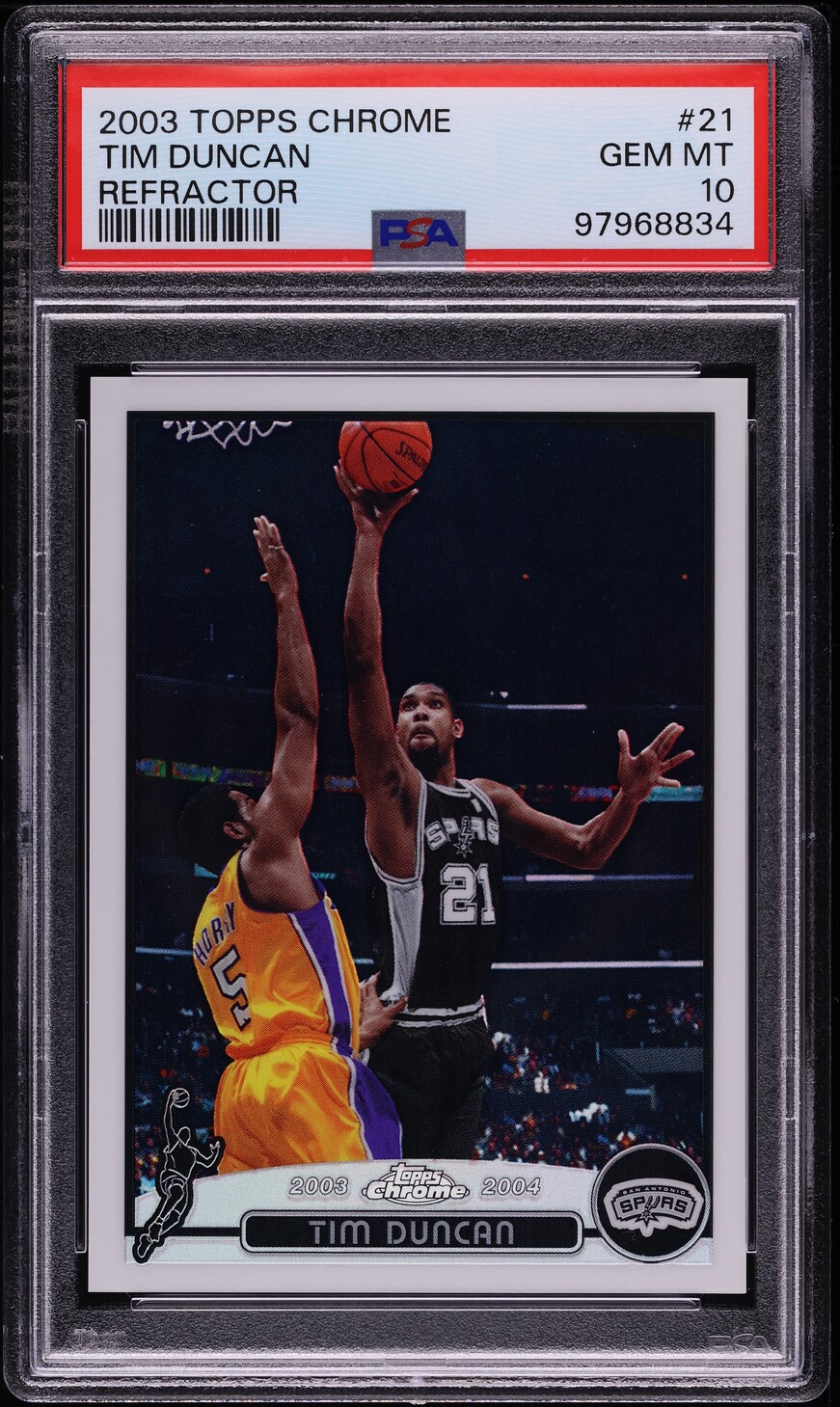 2003 Topps Chrome Refractor Tim Duncan #21 PSA 10 GEM MINT