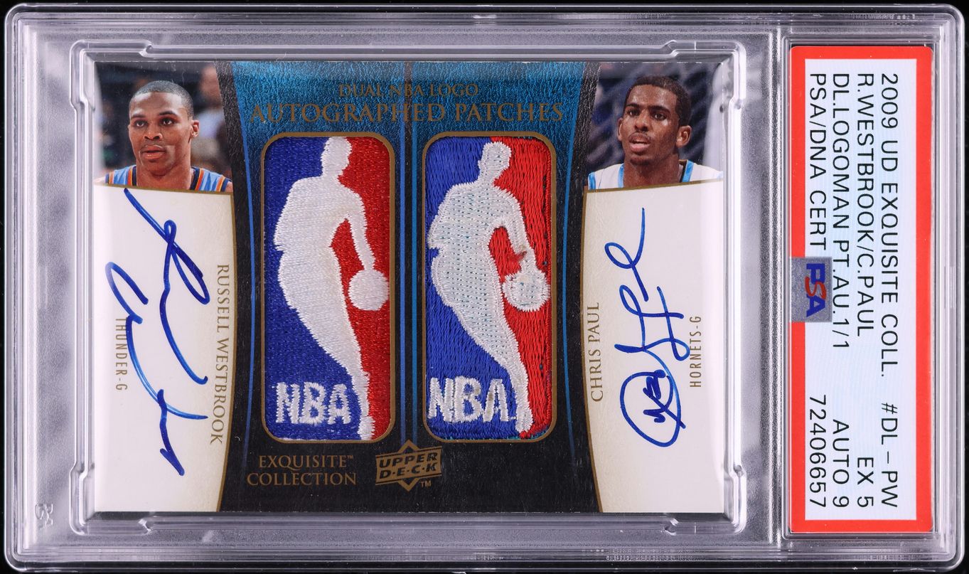 2009 Exquisite Dual Logoman Russell Westbrook Chris Paul PATCH AUTO 1/1 PSA 5