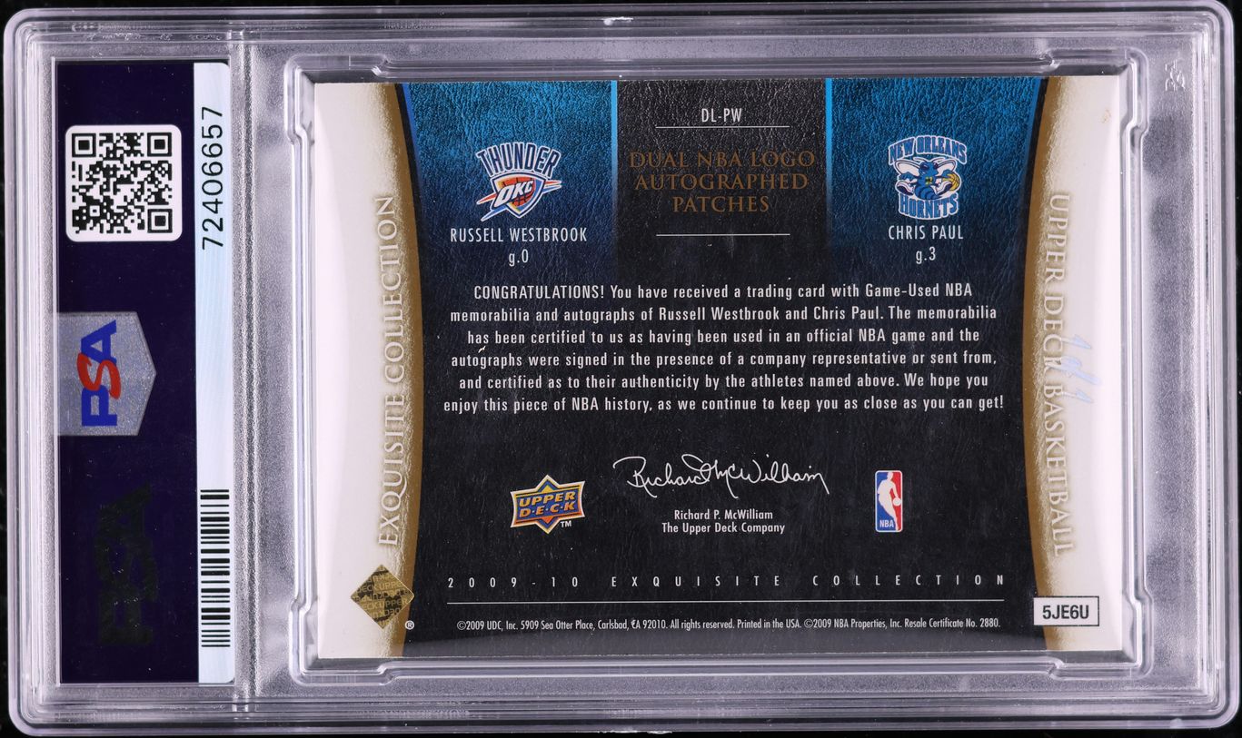 2009 Exquisite Dual Logoman Russell Westbrook Chris Paul PATCH AUTO 1/1 PSA 5