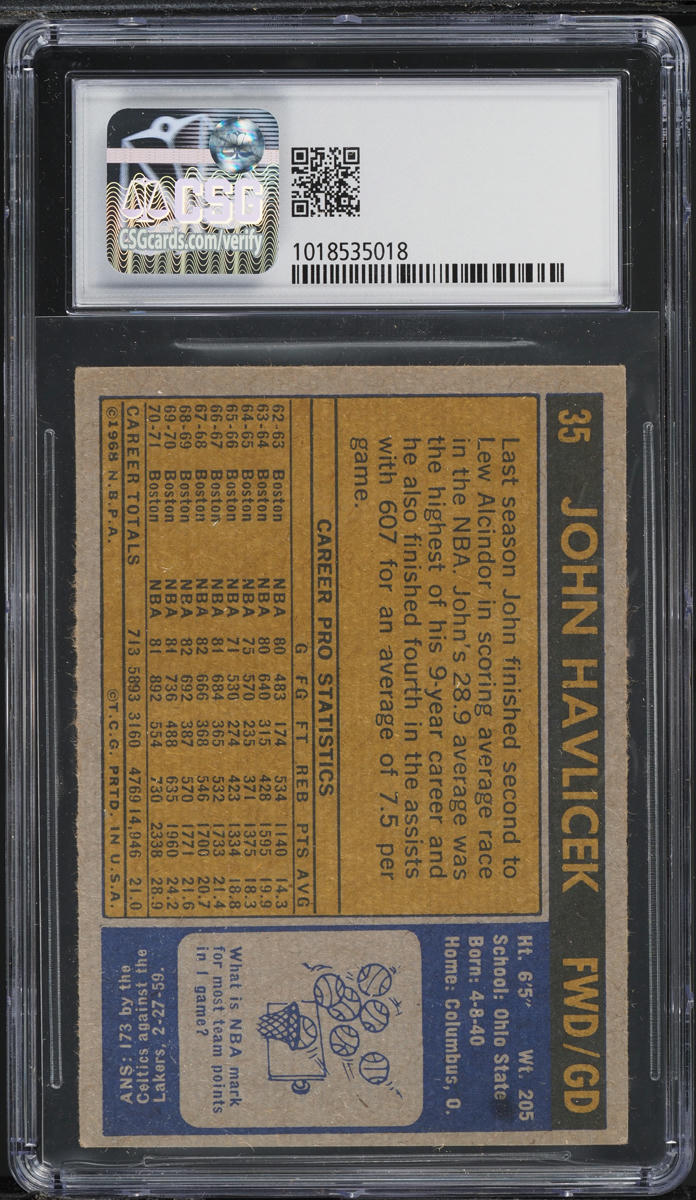 1971 Topps Basketball John Havlicek #35 CSG 5 EX