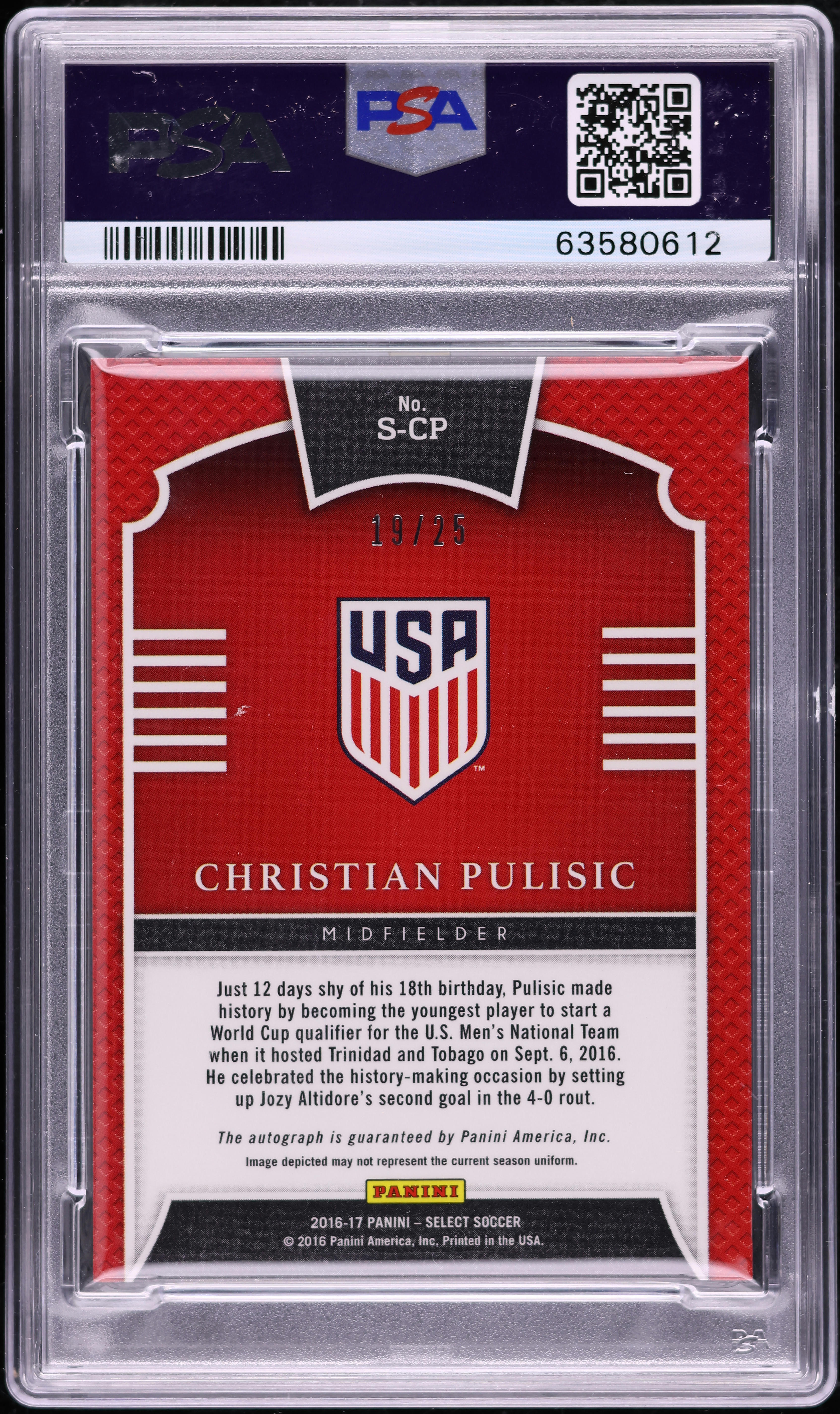 2016 Select Tie Dye Christian Pulisic ROOKIE AUTO DNA 10 /25 #S-CP