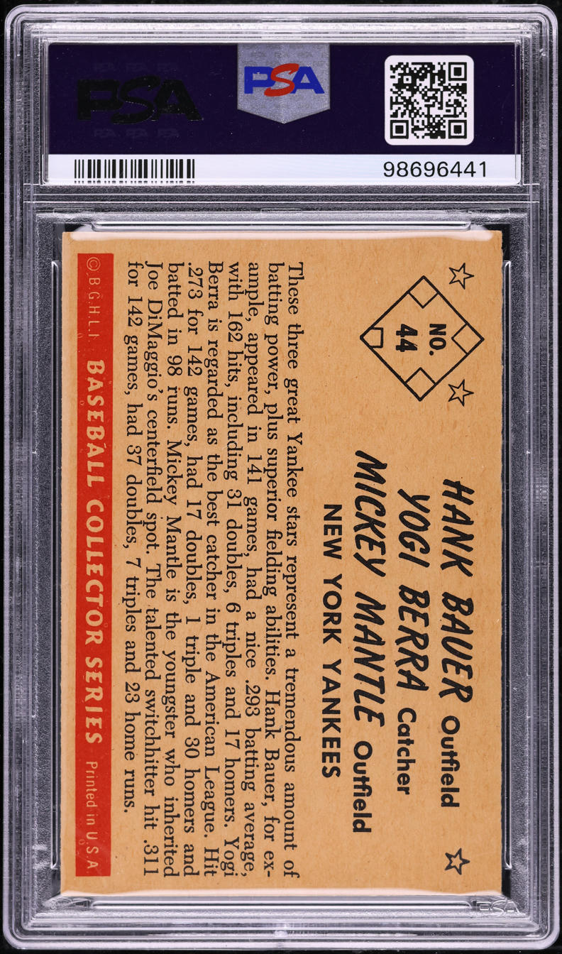 1953 Bowman Color Yogi Berra Mickey Mantle Hank Bauer #44 PSA 5 EX