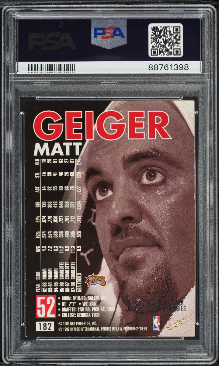 1998 Skybox Premium Star Rubies Matt Geiger /50 #182 PSA 7 NRMT on