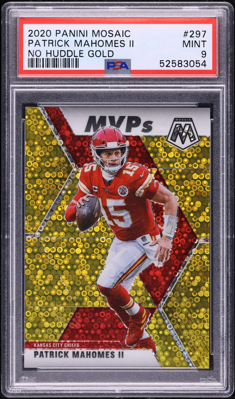 2020 Panini Mosaic No Huddle Gold Patrick Mahomes II /10 #297 PSA 9 MINT