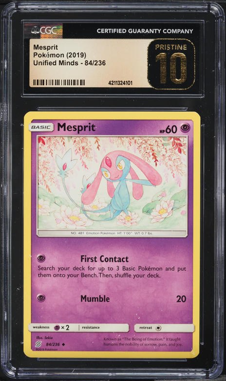 2019 Pokemon Sun & Moon Unified Minds Mesprit #84 CGC 10 PRISTINE