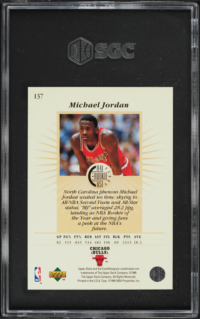 1995 Upper Deck The Rookie Years Michael Jordan #137 SGC 8 NM-MT