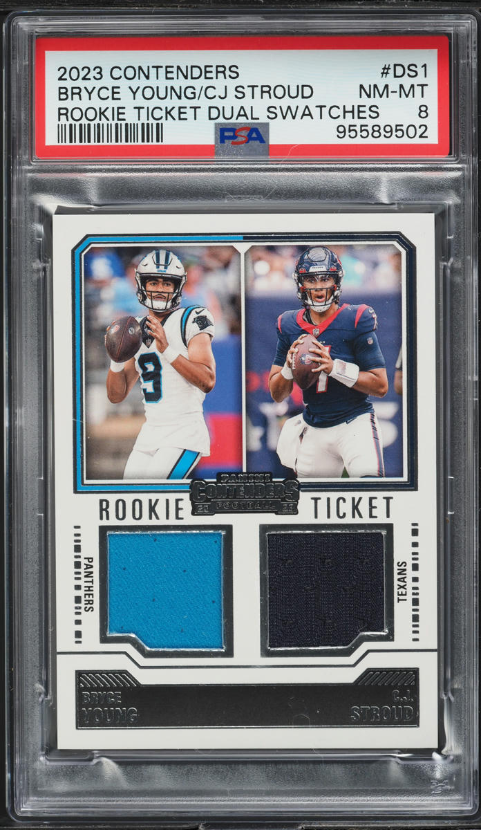 2023 Panini Contenders Ticket Dual Bryce Bryce Young C.J. Stroud RC PATCH PSA 8