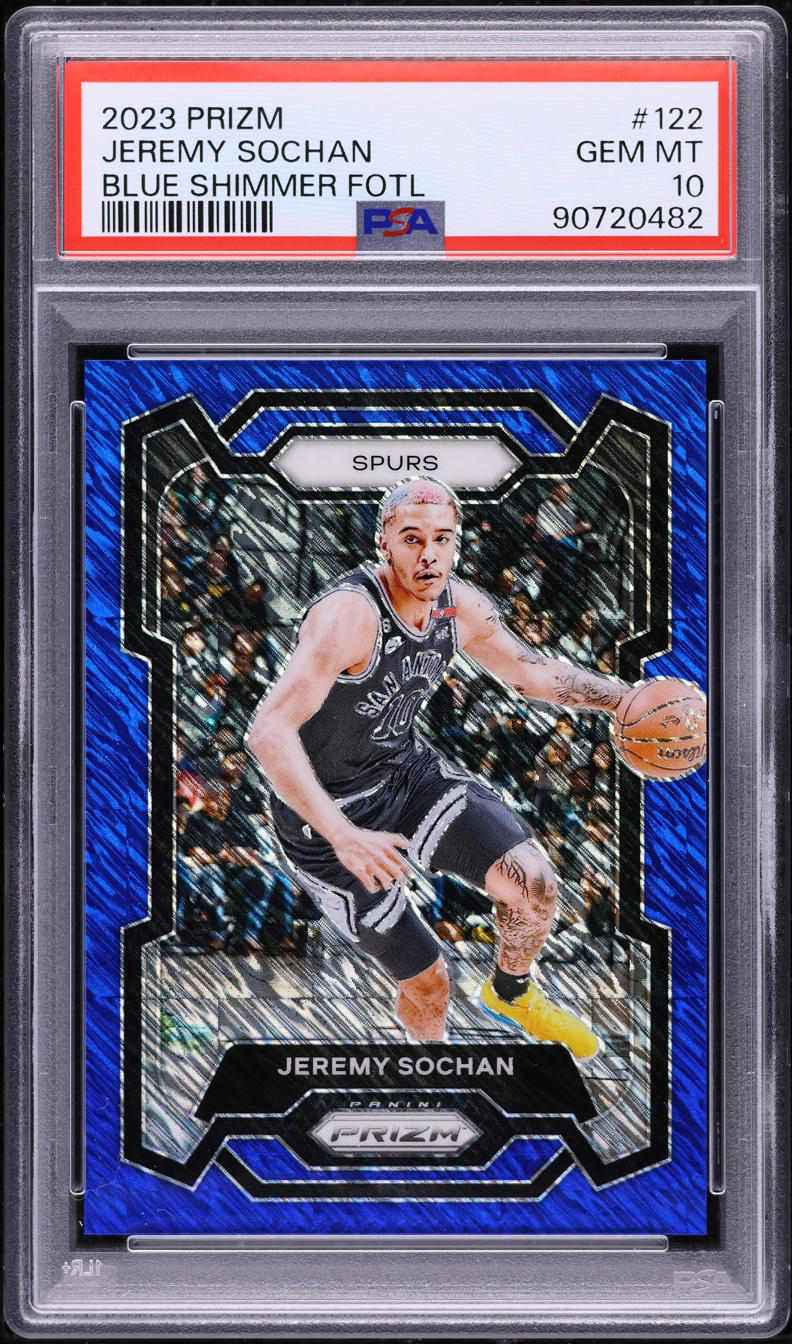2023 Panini Prizm Blue Shimmer FOTL Jeremy Sochan /35 #122 PSA 10 GEM MINT