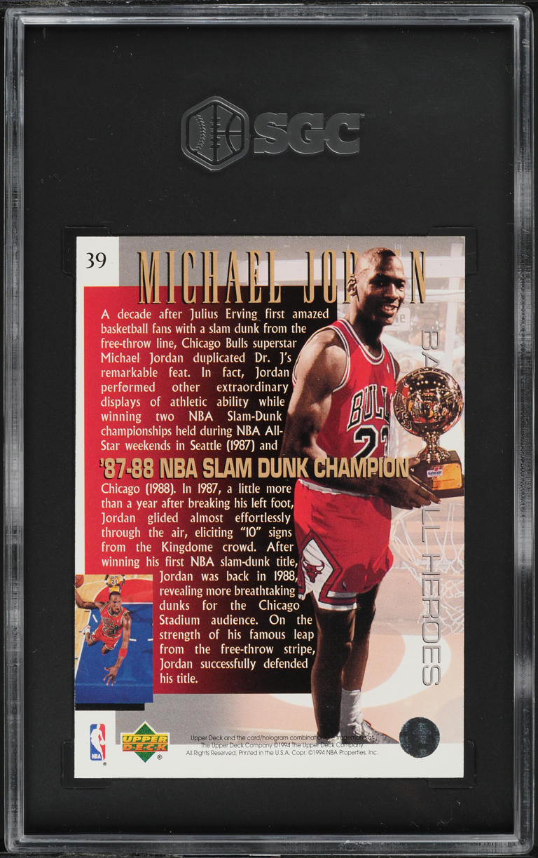 1994 Upper Deck Basketball Heroes Michael Jordan #39 SGC 9.5 MINT+