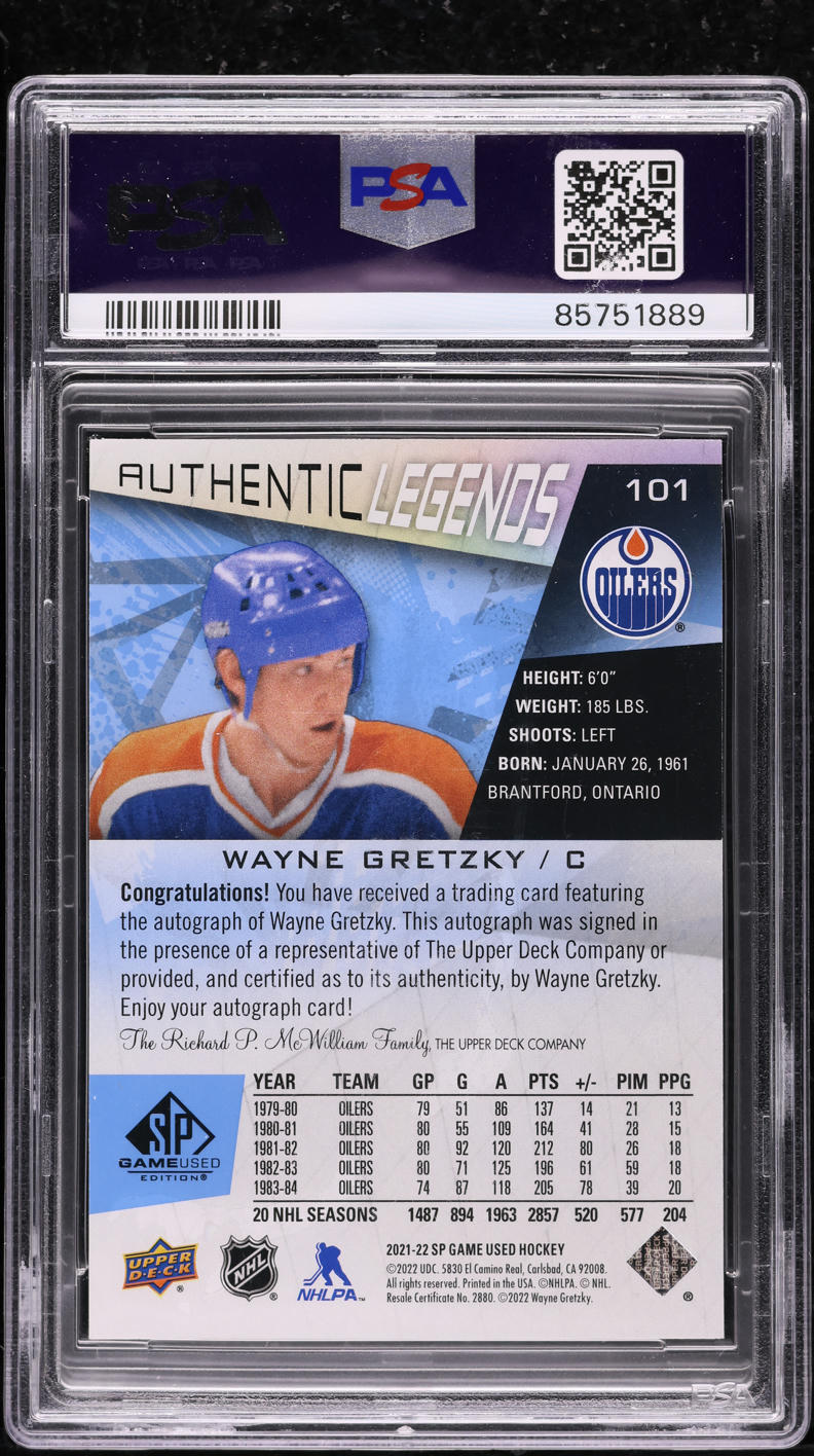 2021 SP Game Used Blue Wayne Gretzky AUTO #101 PSA 10 GEM MINT