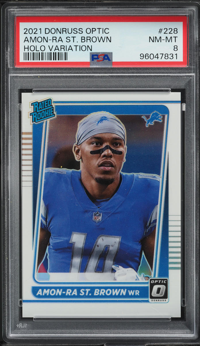 2021 Donruss Optic Variation Holo Amon-Ra St. Brown ROOKIE #228 PSA 8 NM-MT