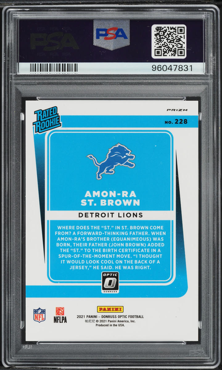 2021 Donruss Optic Variation Holo Amon-Ra St. Brown ROOKIE #228 PSA 8 NM-MT