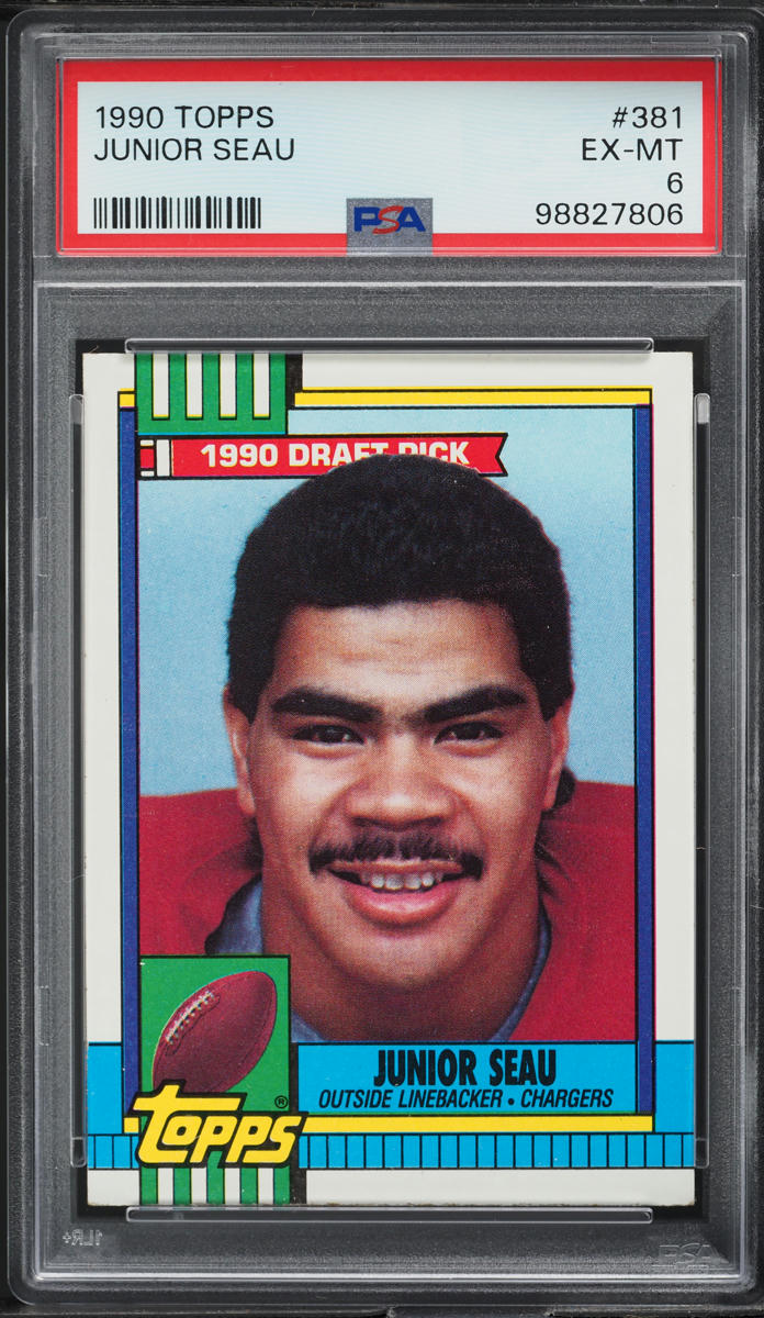 1990 Topps Football Junior Seau ROOKIE #381 PSA 6 EXMT