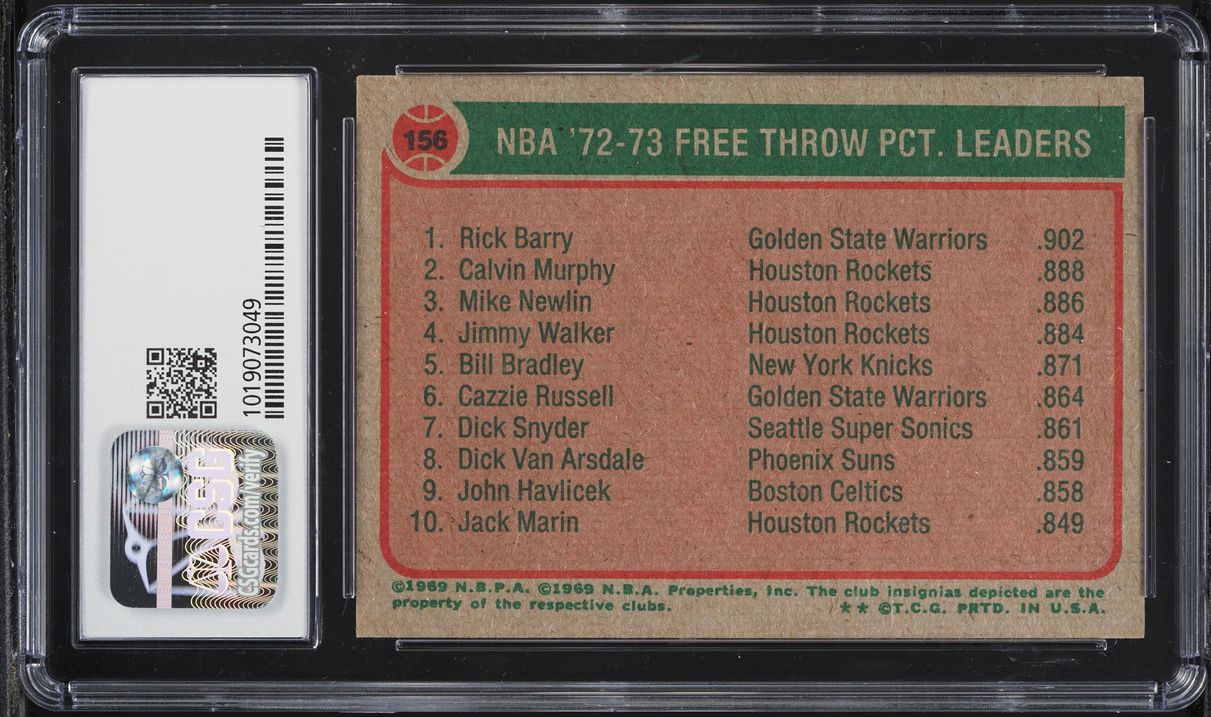 1973 Topps Basketball Rick Barry Calvin Murphy Mike Newlin #156 CSG 7 NRMT