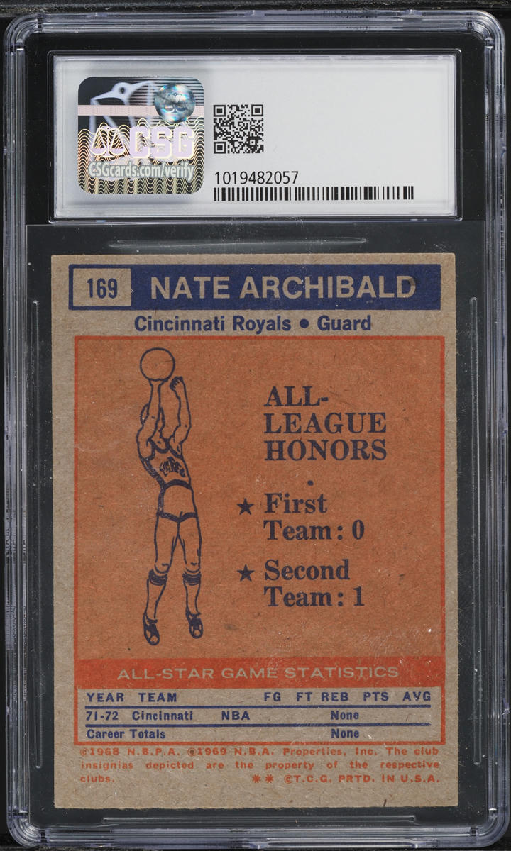 1972 Topps Basketball All-Star Nate Archibald #169 CSG 5.5 EX+