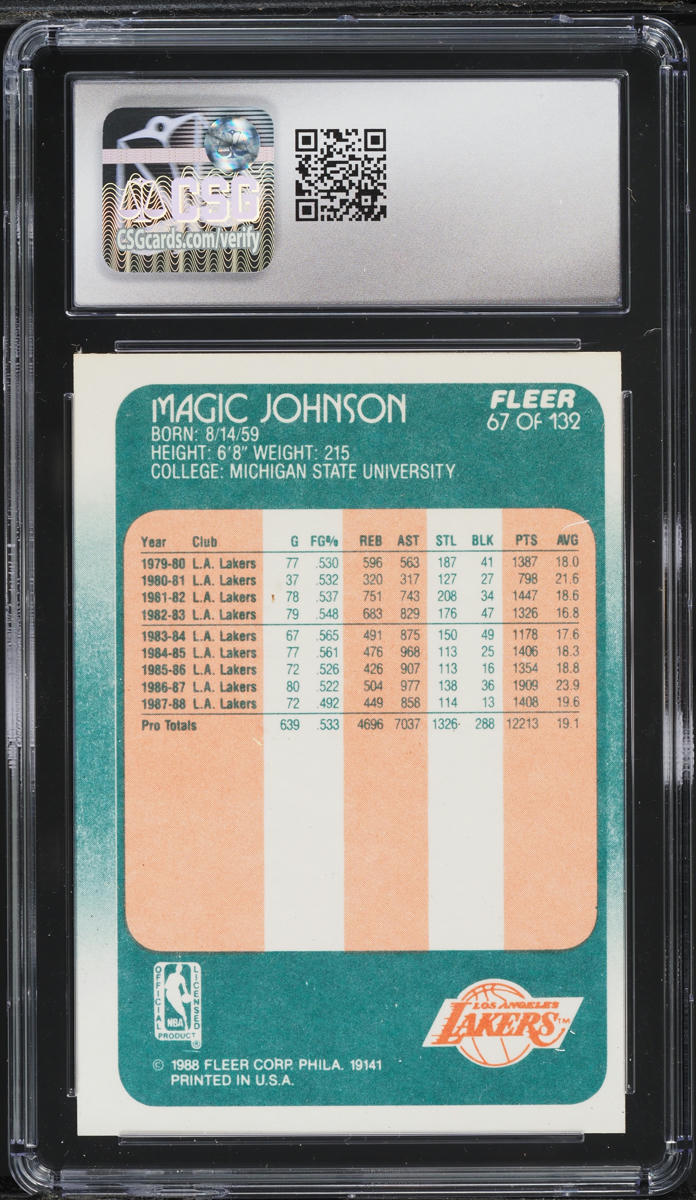1988 Fleer Basketball Magic Johnson #67 CSG 8 NM-MT