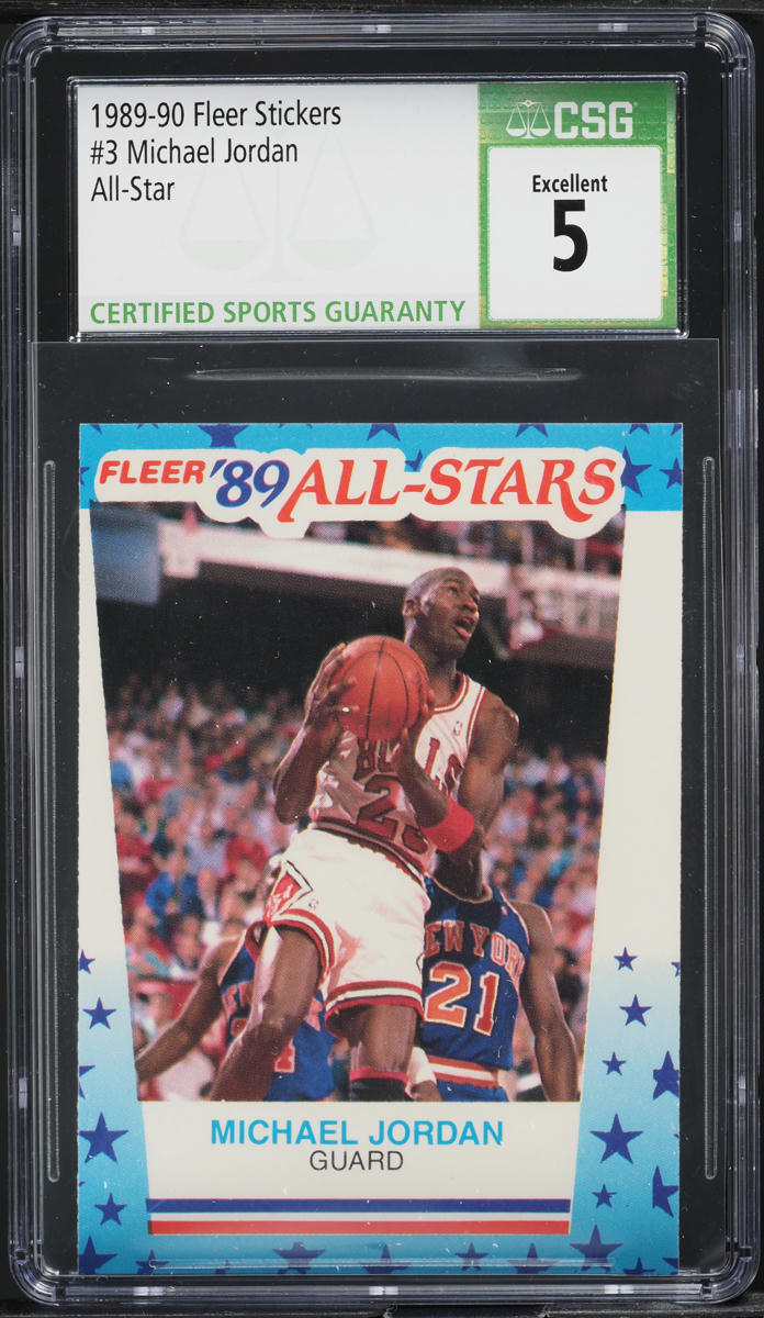 1989 Fleer Stickers All-Star Michael Jordan #3 CSG 5 EX