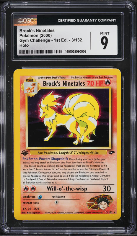 2000 Pokemon Gym Challenge 1st Edition Holo Brock's Ninetales #3 CGC 9 MINT