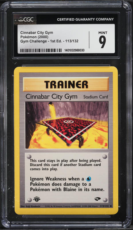 2000 Pokemon Gym Challenge 1st Edition Cinnabar City Gym #113 CGC 9 MINT