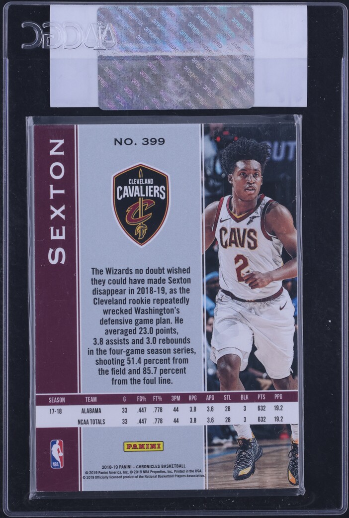 2018 Panini Chronicles Plates & Patches Collin Sexton ROOKIE /249 #399 CGC AUTH