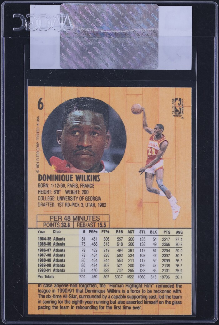 1991 Fleer Basketball Dominique Wilkins #6 CGC AUTH