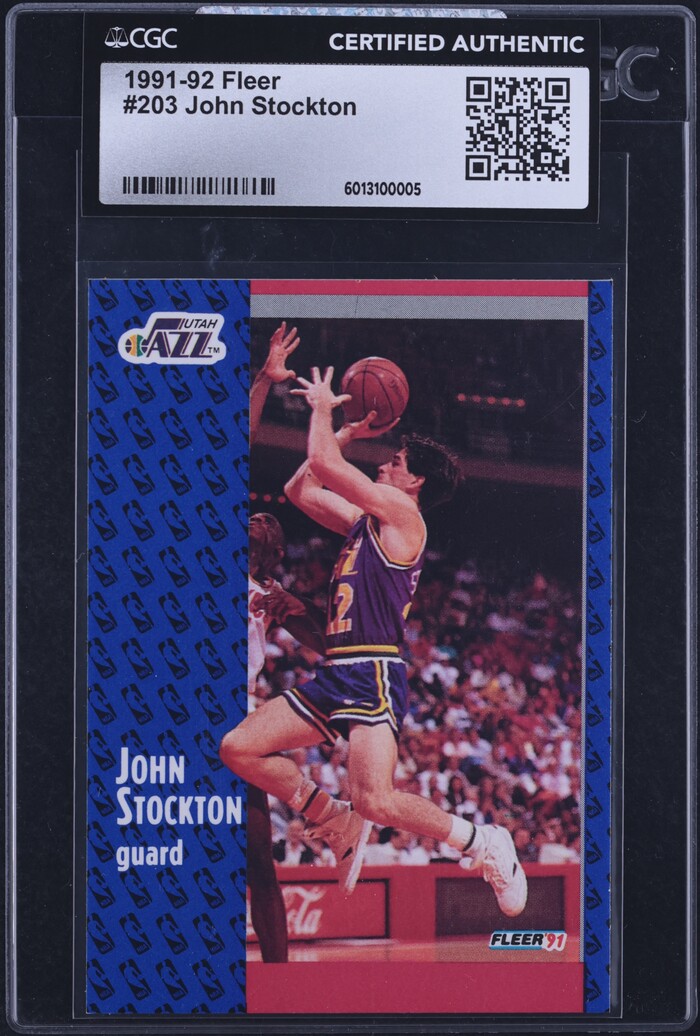 1991 Fleer Basketball John Stockton #203 CGC AUTH