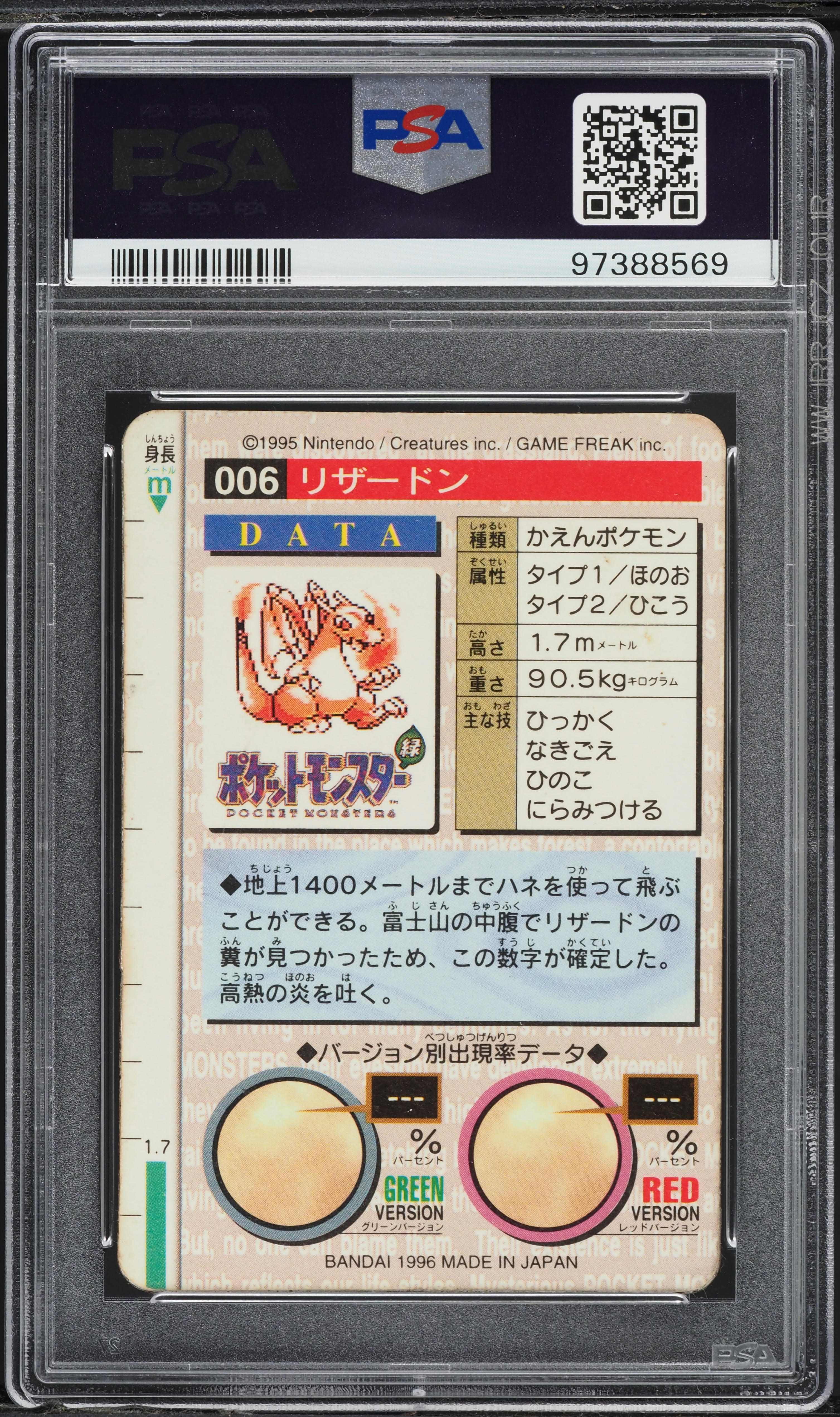 1996 Pokemon Japanese Bandai Carddass Vending Prism Charizard #6