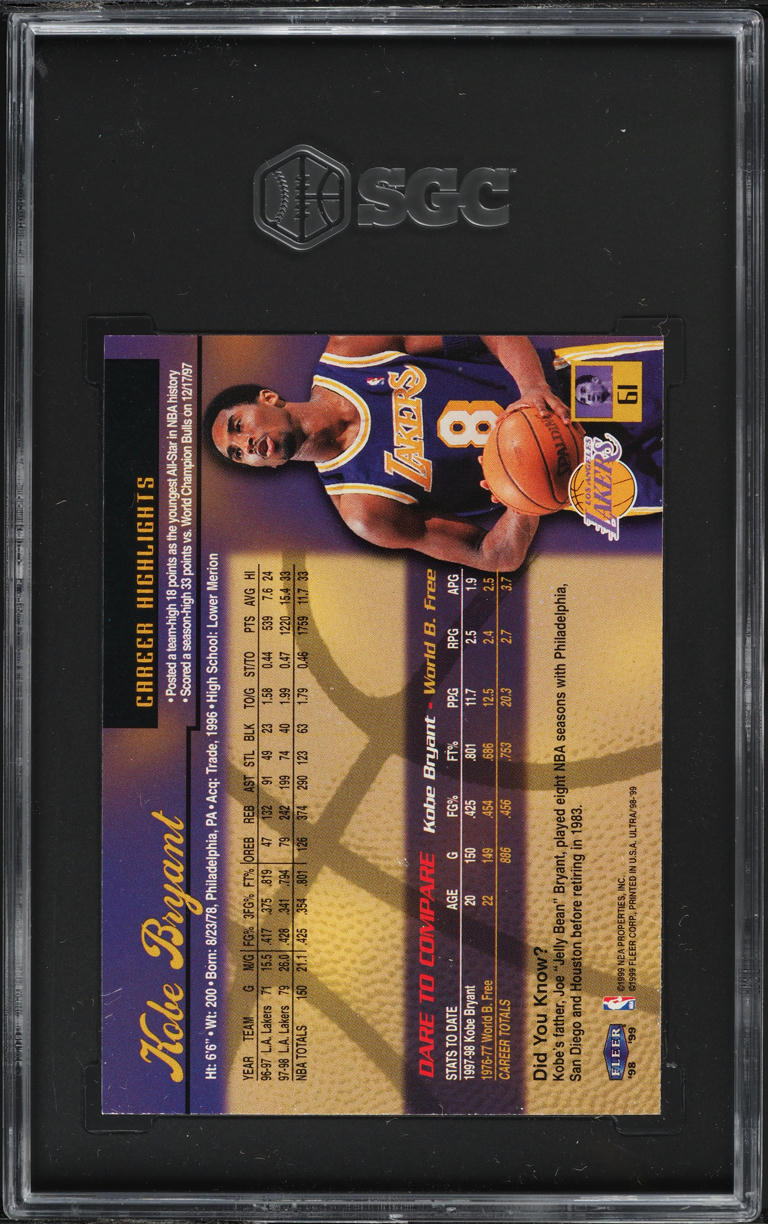 1998 Ultra Basketball Kobe Bryant #61 SGC 9.5 MINT+