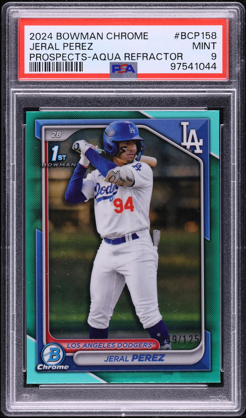 2024 Bowman Chrome Aqua Refractor Jeral Perez ROOKIE /125 #BCP158 PSA 9 MINT