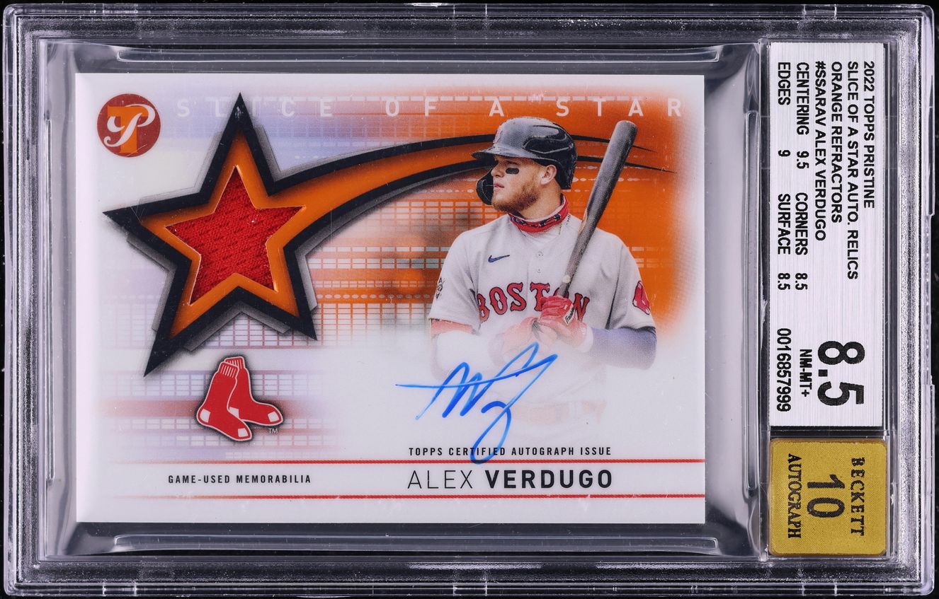 2022 Topps Pristine Slice Of A Star Orange Alex Verdugo PATCH AUTO 25/25 BGS 8.5