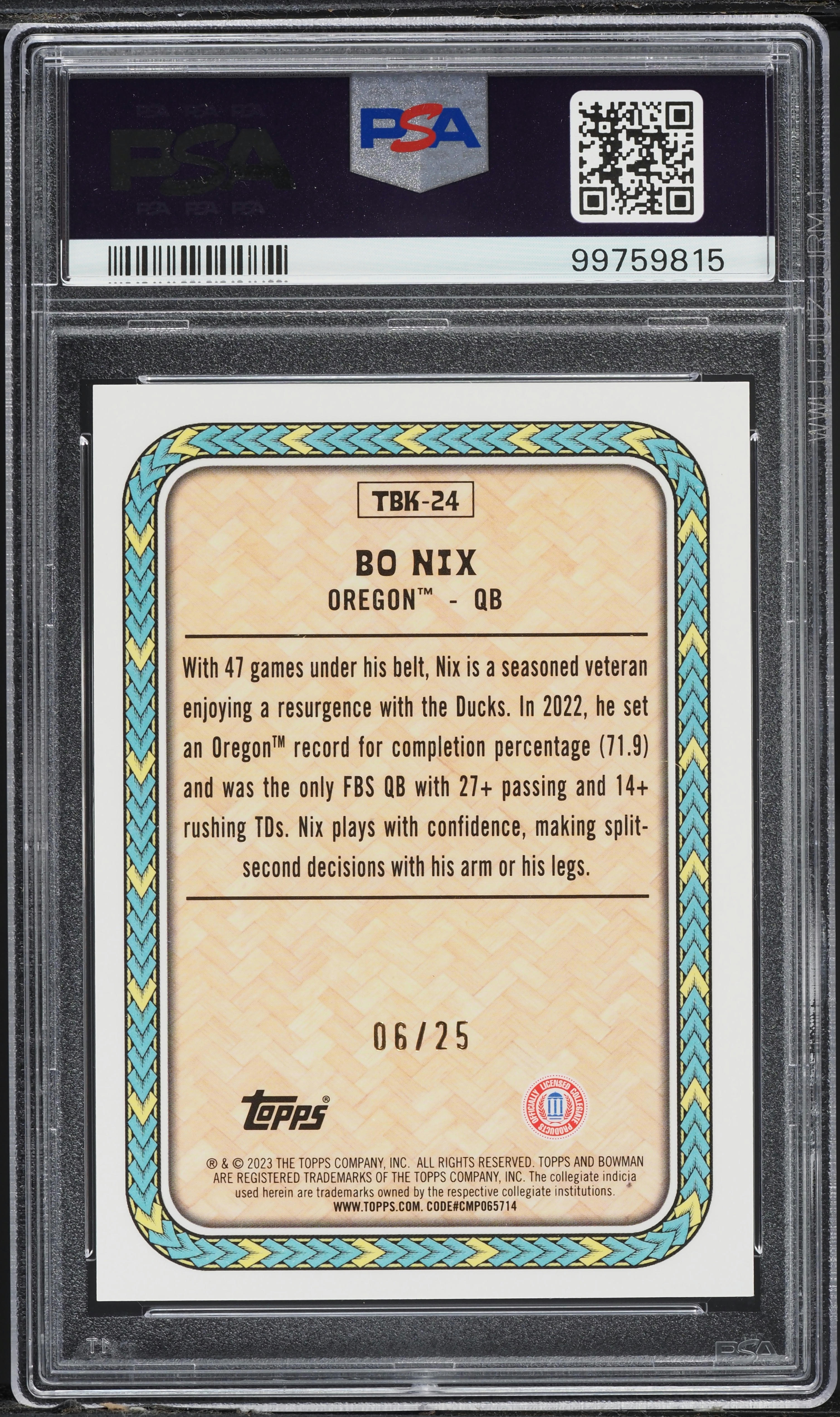 2023 Bowman Chrome University Big Kahuna Orange Refractor Bo Nix